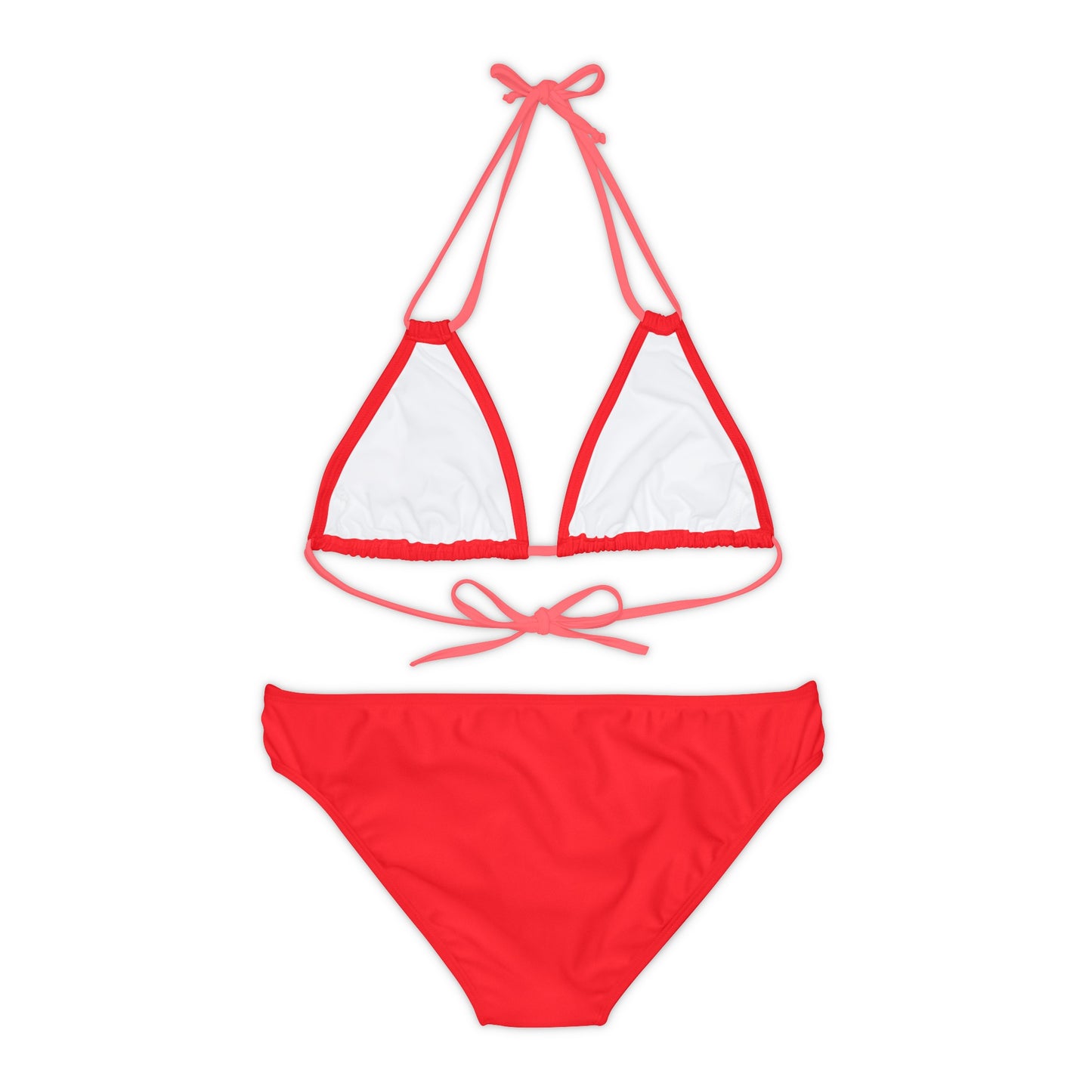 Strappy Bikini Set Plain Red_00