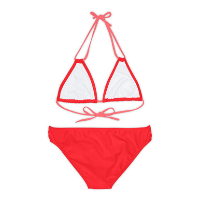 Strappy Bikini Set Plain Red_00